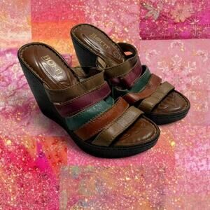 Born Tropical Summer Y2K Vintage Early 2000 Wedge women size 6.5 (36.5) Colorful